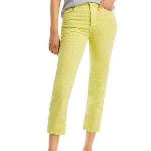 MOTHER The Tomcat High Rise Cropped Straight Jeans in Citron